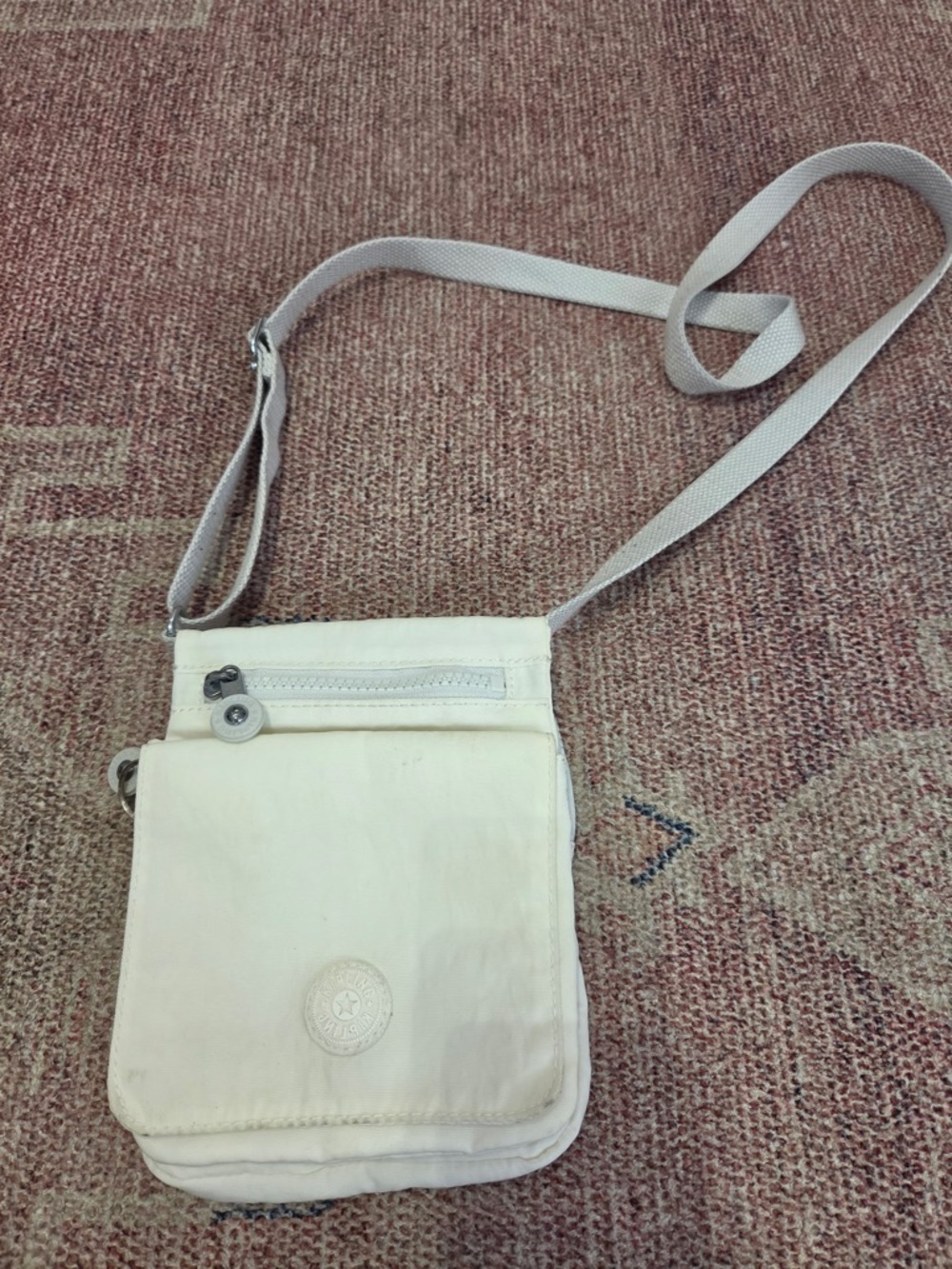 Kipling New Eldorado Mini Crossbody Bag, a lightweight nylon travel bag white